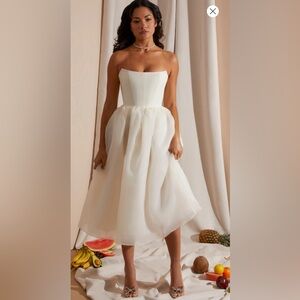 Oh Polly Marise White Strapless Midi